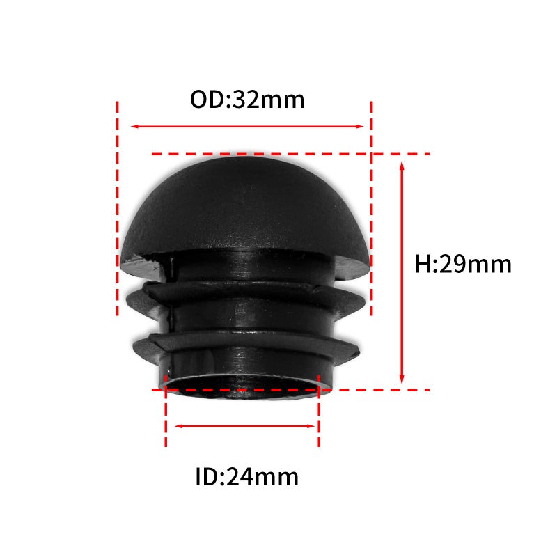 Flyshop 16-Pack 1-1/4", 32 mm OD Black Plastic End Caps Round Tube Inserts Furniture Glides for Tables and Chairs - Image 2